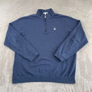 Peter Millar Crown Comfort Interlock Quarter-Zip Men XL Blue Classic Fit Golf